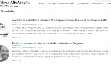 Asamblea de la plataforma ciudadana Alto Aragón en Común en Huesca