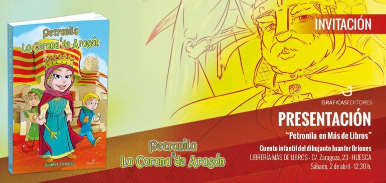 Juanfer Briones presenta en la Librería Más de Libros de Huesca ‘Petronila y la Corona de Aragón’