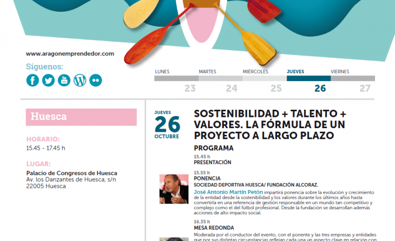La S. D. Huesca, Atades y Edra Arquitectura expondrán en el SIE Huesca su experiencia en torno a la sostenibilidad, el talento y los valores