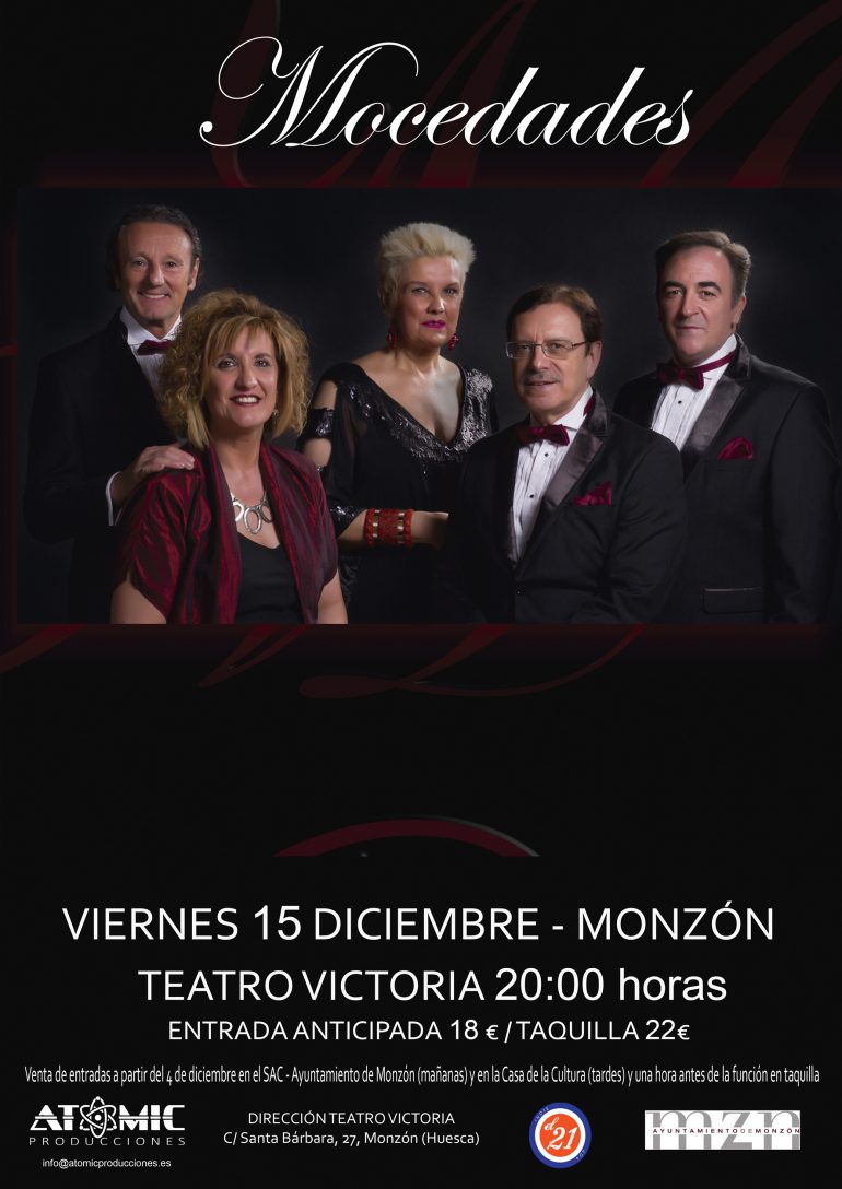 El área de Cultura enriquece el programa de otoño con un concierto de ´Mocedades´, el 15 de diciembre en el teatro Victoria de Monzón