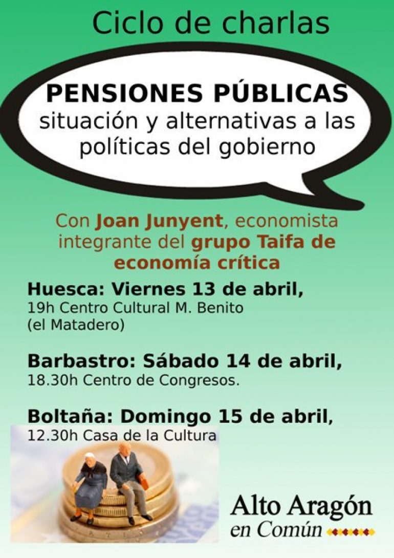 El economista Joan Junyent analiza en Huesca el sistema de pensiones, sus perspectivas y las alternativas para su gestión