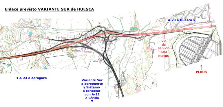 PAR-Huesca pide a ayuntamiento y DGA que analicen si la conexión prevista en la Variante Sur responde a las necesidades y expectativas de PLHUS