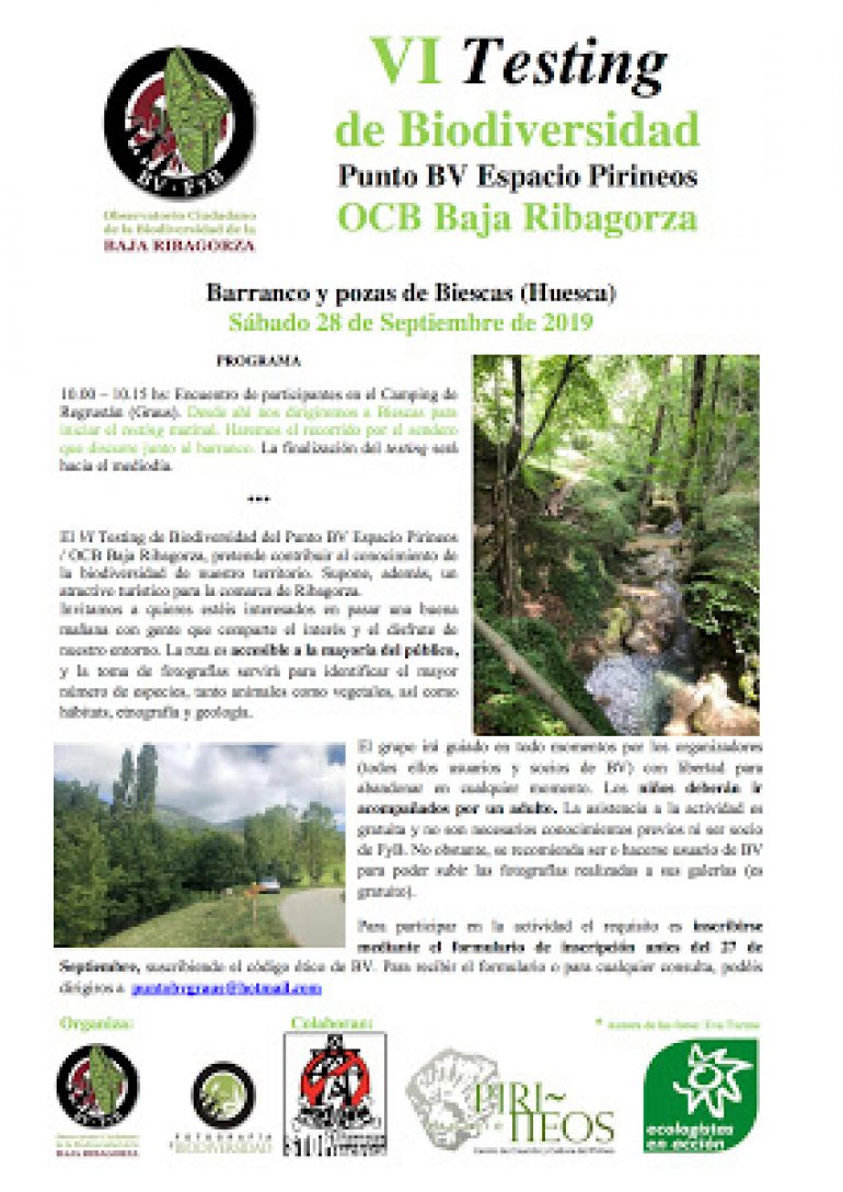 VI Testing de biodiversidad Punto BV Espacio Pirineos / OCB Baja Ribagorza