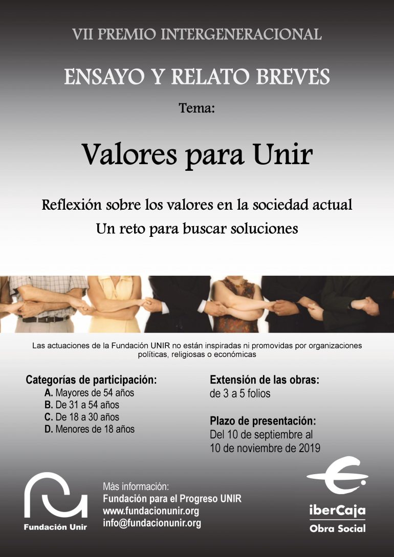 VII PREMIO INTERGENERACIONAL DE ENSAYO Y RELATO BREVES: TEMA “VALORES PARA UNIR”