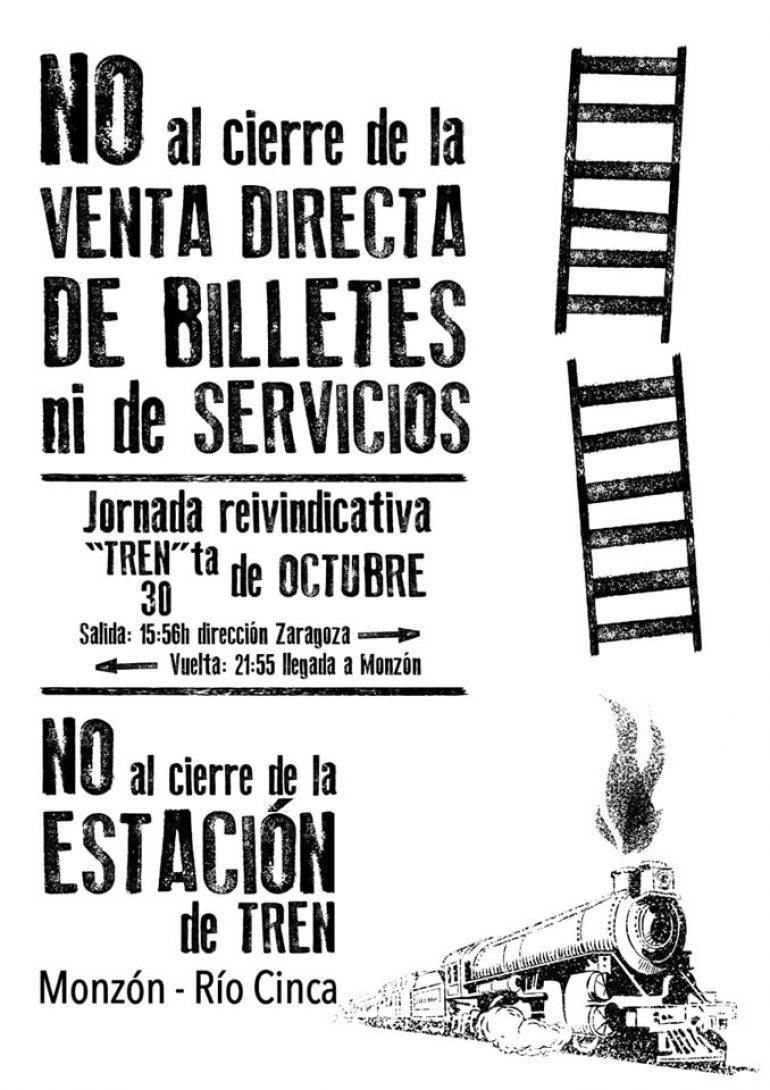 La Asamblea de Cambiar Monzón convoca para este miércoles 30 de octubre a una jornada reivindicativa en apoyo del ferrocarril y de la Estación de Monzón Rio Cinca