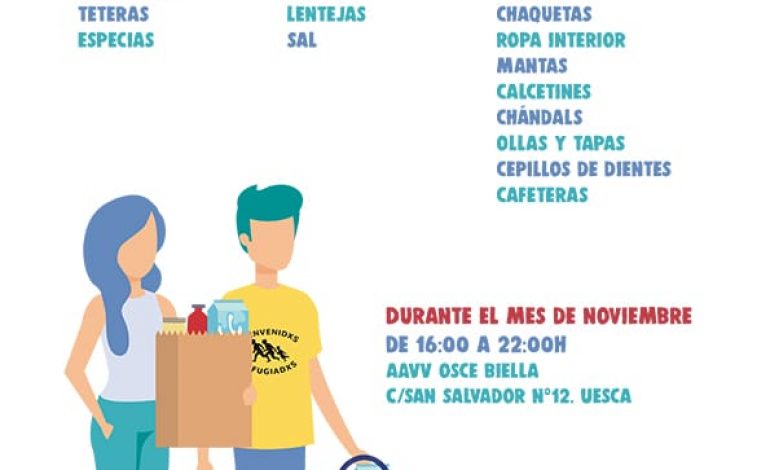 Bienvenidxs Refugiadxs Huesca organiza una campaña de recogida de alimentos, ropa y enseres