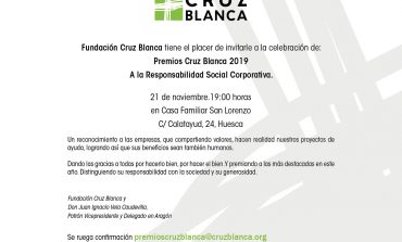 Premios Cruz Blanca 'A la Responsabilidad Social Corporativa', el 21 de noviembre a las 19 horas en la Casa Familiar San Lorenzo de Huesca