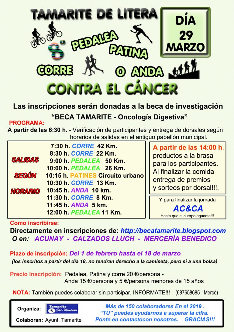 La VIII “Pedalea, patina, corre o anda contra el cáncer” de Tamarite de Litera vuelve a sus inicios y se hace competitiva 