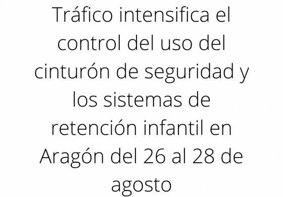 Tráfico intensifica el control del uso del cinturón de seguridad y los sistemas de retención infantil en Aragón del 26 al 28 de agosto