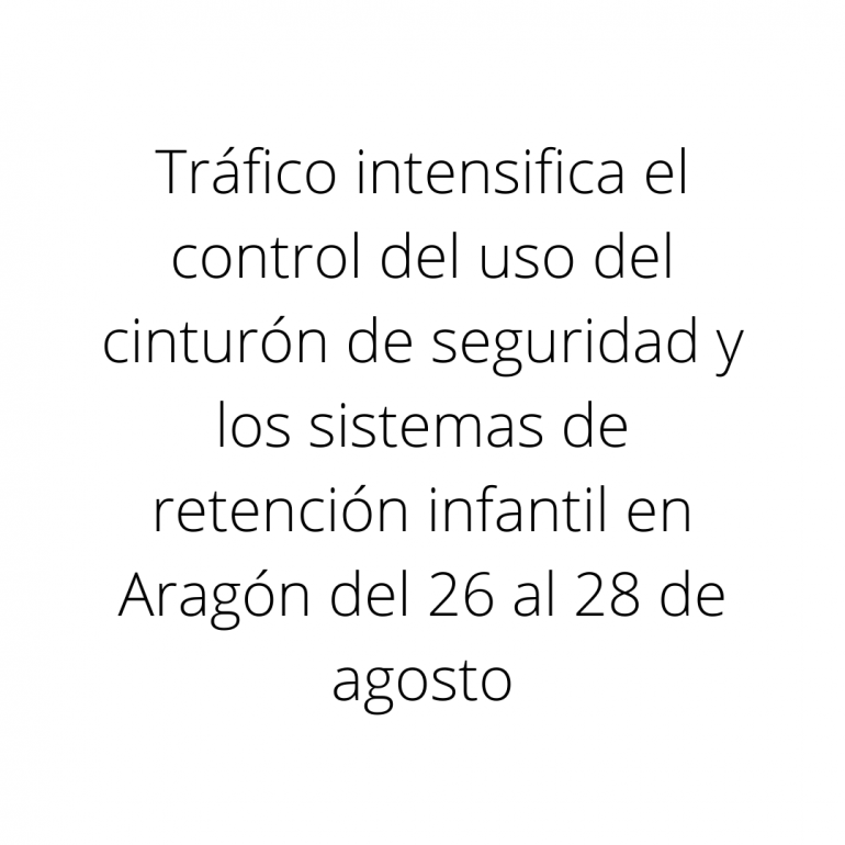 Tráfico intensifica el control del uso del cinturón de seguridad y los sistemas de retención infantil en Aragón del 26 al 28 de agosto