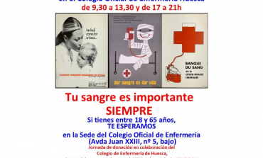 El Colegio Oficial de Enfermería de Huesca organiza una jornada de donación de sangre en su sede