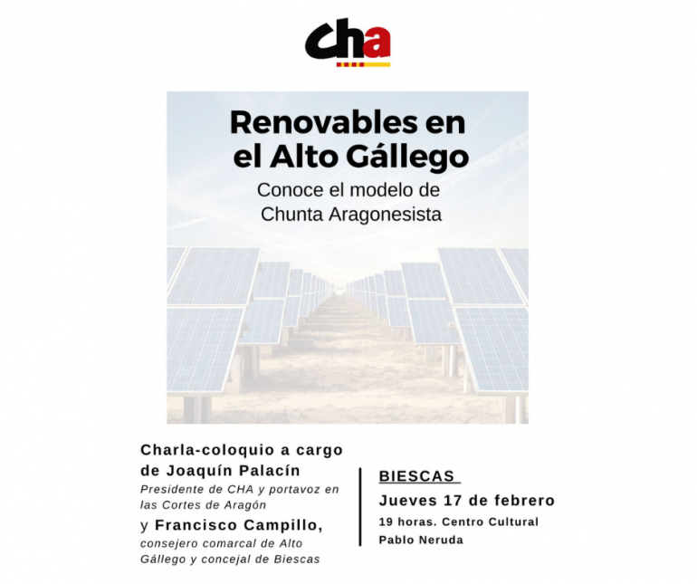 Chunta Aragonesista presenta mañana su modelo de renovables