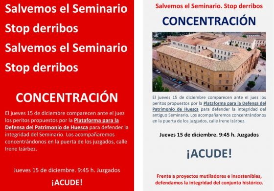 Concentración por la defensa del antiguo Seminario Conciliar de Huesca