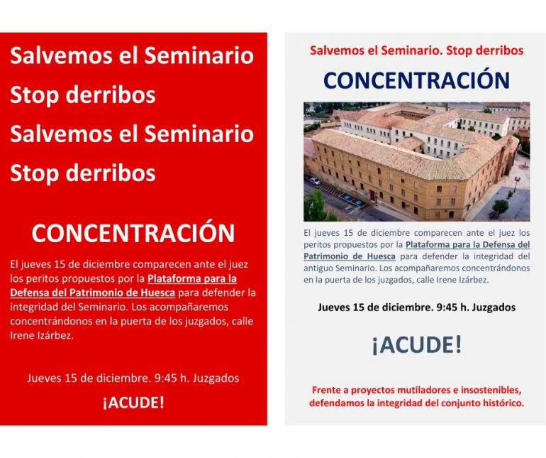 Concentración por la defensa del antiguo Seminario Conciliar de Huesca