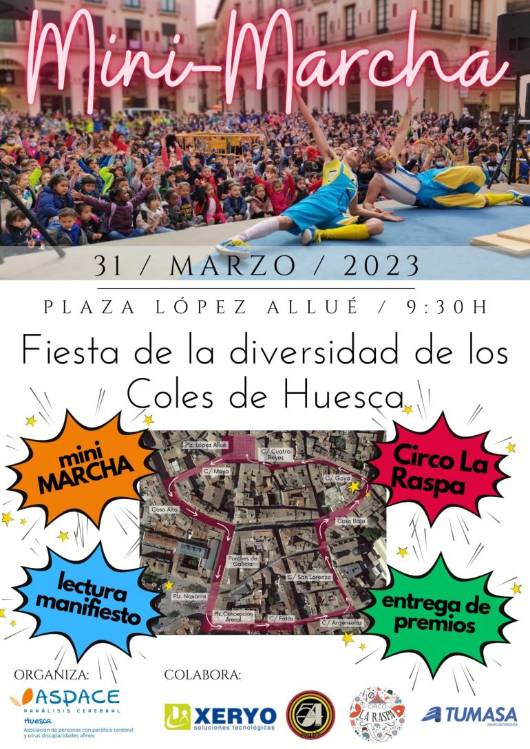 La Mini Marcha ASPACE Huesca batirá récords hoy con más de 3.000 escolares y profesores en el centro de la ciudad