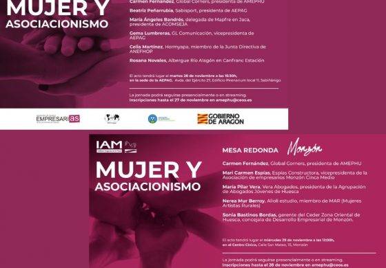 AMEPHU organiza dos mesas redondas, Mujer y Asociacionismo, en Sabiñánigo y Monzón