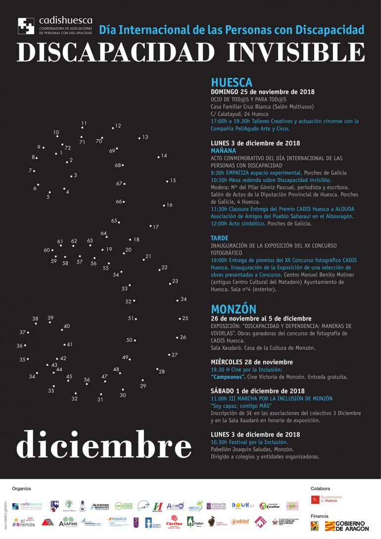 Las discapacidades invisibles, protagonistas del 3 de diciembre en Huesca y Monzón