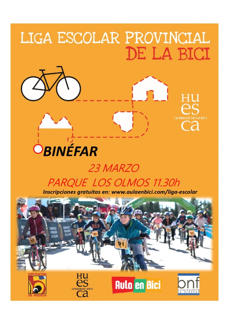 La liga escolar de Aula en bici recala en Binéfar el sábado 23 de marzo